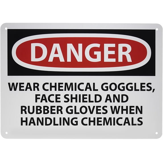 Warning Sign - Danger Wear Chemical Goggles & Face Shield, 8