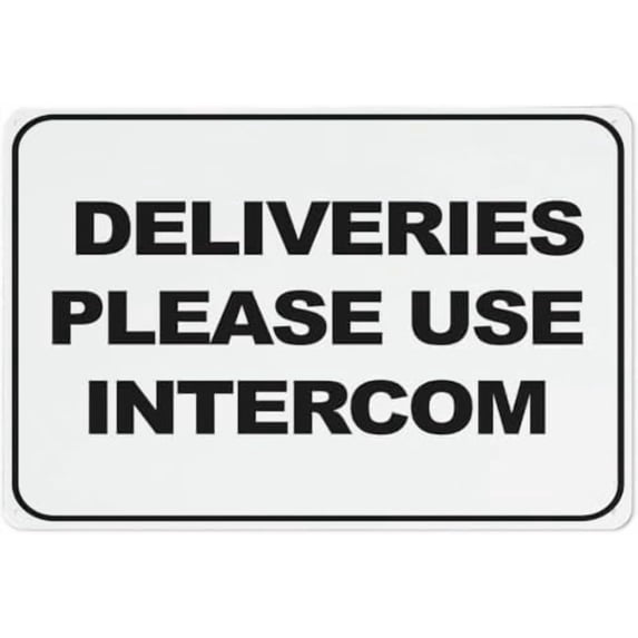 Intercom Sign Printable Warning Sign: Deliveries Please Use Intercom, Reflective Aluminum Sign ...