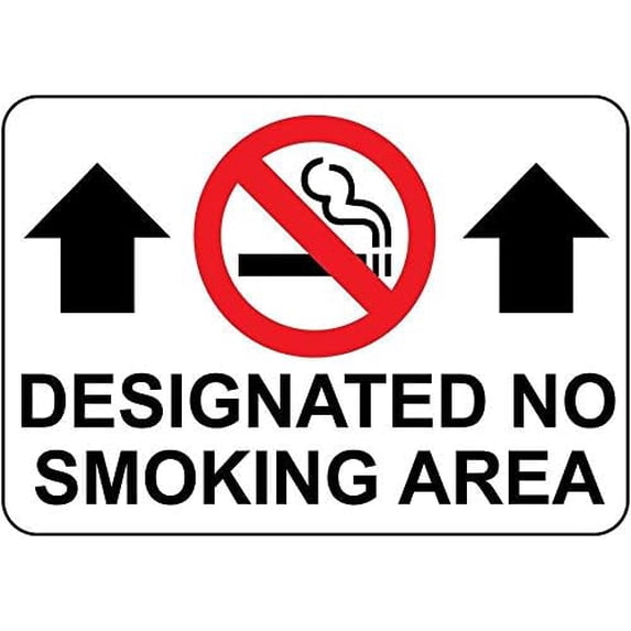 Warning Sign Designated No Smoking Area W Up Arrow Sign Business Sign ...