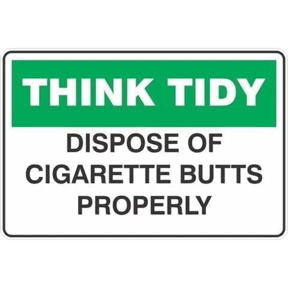 Warning Sign: Dispose of Cigarette Butts Properly, Tin Sign Vintage Wall Decor, Encourages Proper Butt Disposal 12x8 Inch