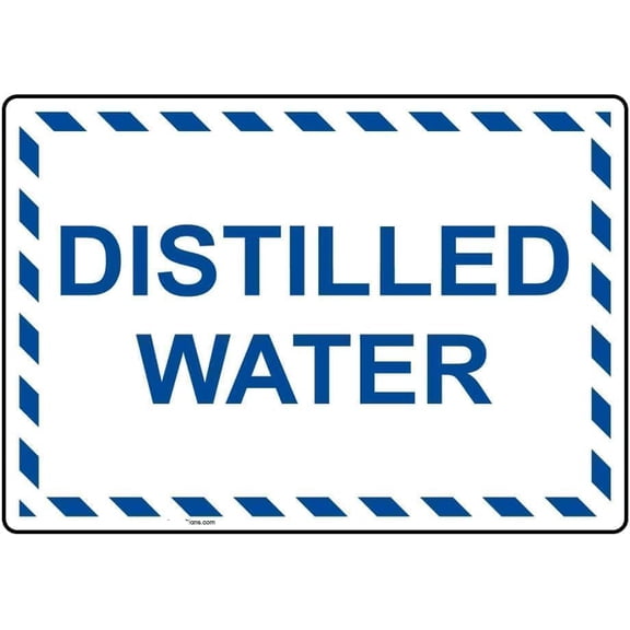 Warning Sign - Distilled Water, Caution Sign, Durable Metal Warning Sign, for Garage, Warehouse, Industrial Decor, 12X8 Inch