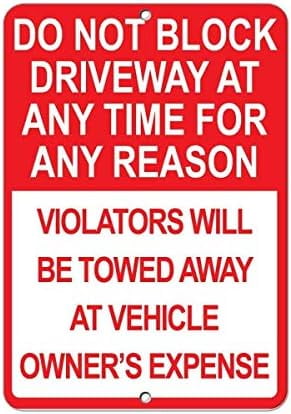 T&R Do Not Block Driveway Sign - 14x10 Inch Aluminum With 54-Inch Stake, Reflective Warning