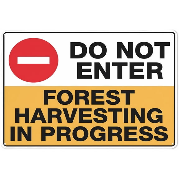 Warning Sign Do Not Enter Forest Harvesting Area - 8"x12" Rust Free Aluminum Metal Tin Weather Resistant Sign for Forests Harvest Zones