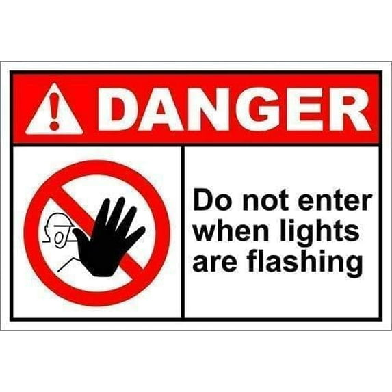 Warning Sign - Do Not Enter When Lights are Flashing Danger, Tin Sign, Warning Metal Sign, Vintage Wall Decor, for Home, Farm, Bar, 12X8 Inch