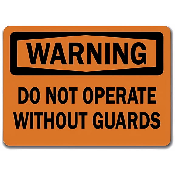 Warning Sign Do Not Operate Without Guards - 8"x12" Metal Tin Wall Decor for Home Garage Yard Workplace Safety
