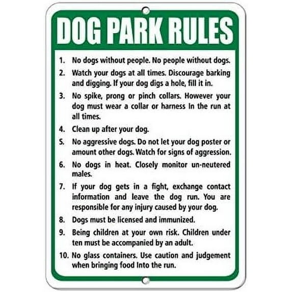 Warning Sign Dog Park Rule Use Park at Own Risk Owner Legally Responsible Sign Business Sign 12X8 Inches Metal Tin Sign