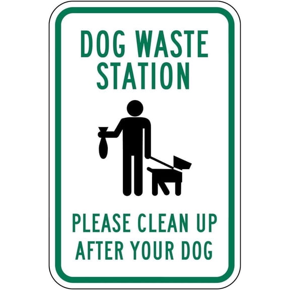 Warning Sign - Dog Waste Station Please Clean Up After Your Dog, Aluminum Rust-Proof Reflective Sign for Parks, Yards, Pet Areas, 12x8 inch