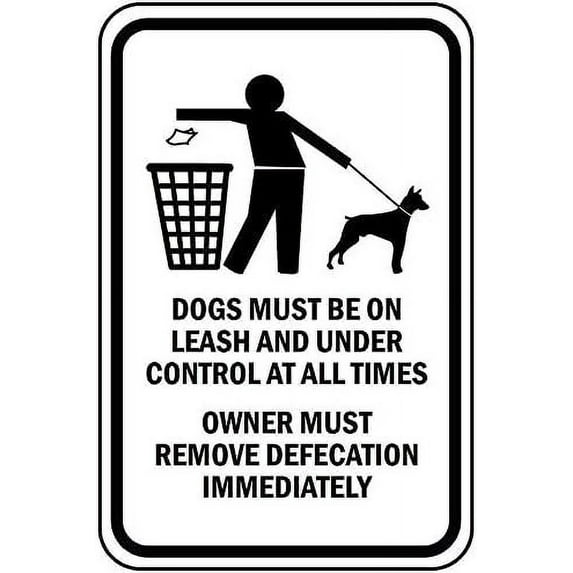 Warning Sign Dogs Must Be On Leash Under Control Owner Sign Business Sign 12X8 Inches Aluminum Metal Tin Sign