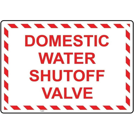 Warning Sign - Domestic Water Shutoff Valve, Warning Metal Sign, Vintage Wall Decor, for Home, Farm, Bar, Coffee Shop, Club, 12X8 Inch