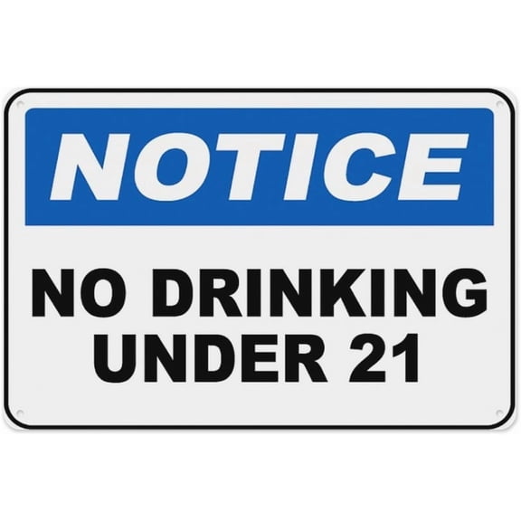 Warning Sign: No Drinking Under 21, Tin Sign Vintage Metal Wall Decor for Home Farm Bar Coffee Shop, Suitable for Bars, enforces Age Restriction 12x8 Inch