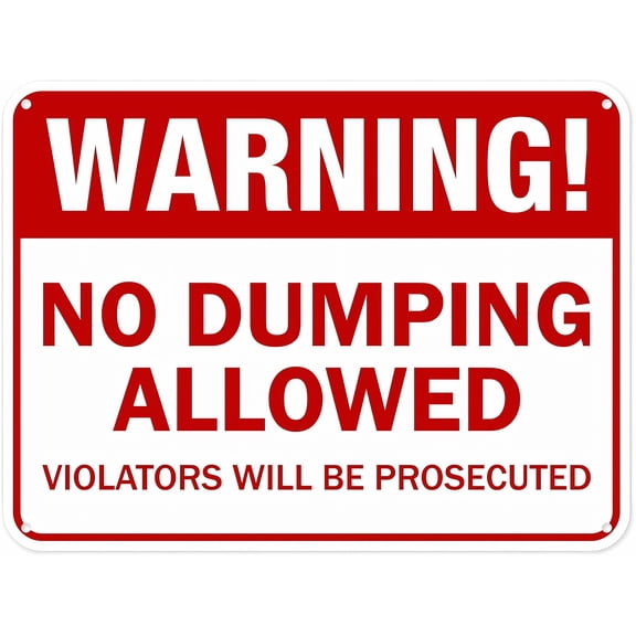 Warning Sign - No Dumping Allowed Violators Prosecuted, 8"x12" Aluminum Rust-Proof Sign, Anti-Dumping Alert, for Yards, Industrial Areas, Security Warning Sign