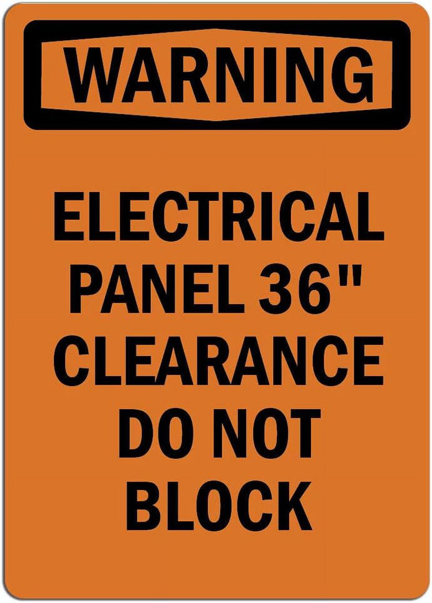 Warning Sign Electrical Panel 36 Clearance Do Not Block Label Decal