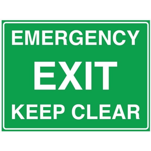 Warning Sign - Emergency Exit Keep Clear Workplace, Metal Tin Sign, for Industrial, Commercial Areas, 12X8 Inch