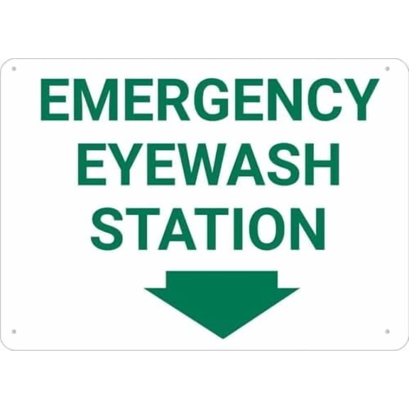 Warning Sign - Emergency Eyewash Station with Arrow, Tin Sign, for Garden, Yard Wall Decor, Durable Metal Warning Sign, for Garage, Warehouse, 12X8 Inch