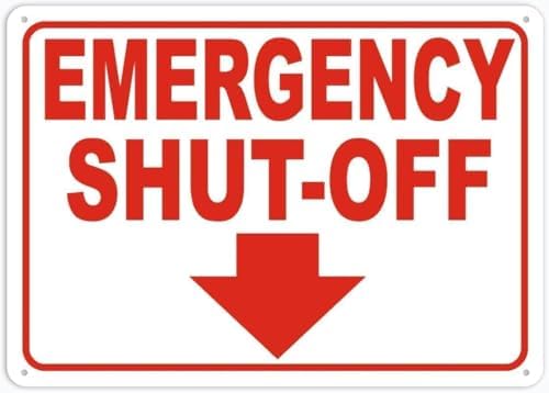 Warning Sign - Emergency Shut Off, Rustproof Aluminum Metal Sign ...