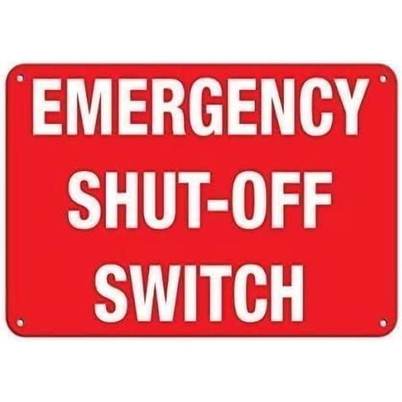 Warning Sign - Emergency Shut-Off Switch, Outdoor Caution Sign, Durable Metal Warning Sign, for Garage, Warehouse, Industrial Decor, 12X8 Inch