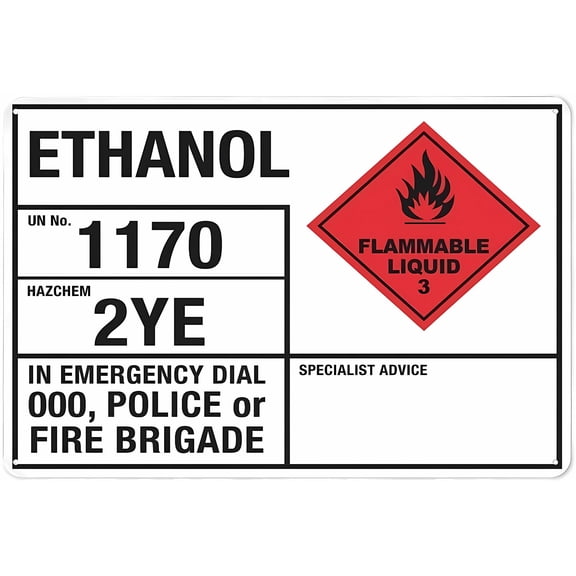 Warning Sign Ethanol 1170 2Ye (Emergency Information) - 8"x12" Aluminum Rust-Proof Metal Tin Sign for Danger Restriction Zones