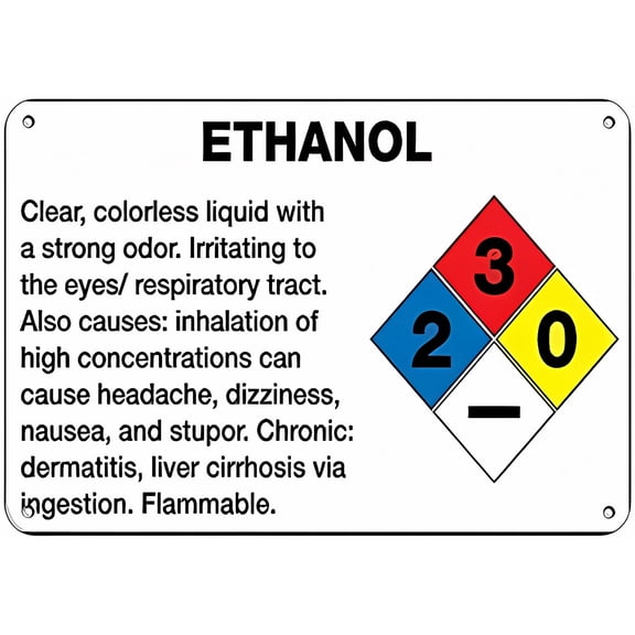 Warning Sign Ethanol Irritating to Eyes Respiratory Tract Hazard Labels - 12×8 Inches, Aluminum Metal Tin, Business Chemical Safety Decor