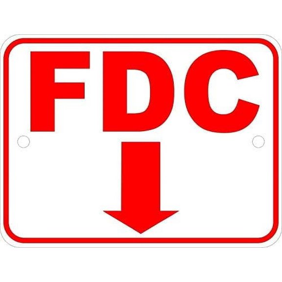 Warning Sign FDC Fire Department Connection Sign with Down Arrow Sign Business Sign 12X8 Inches Aluminum Metal Tin Sign For Home Wall Art Decor Metal Tin Sign