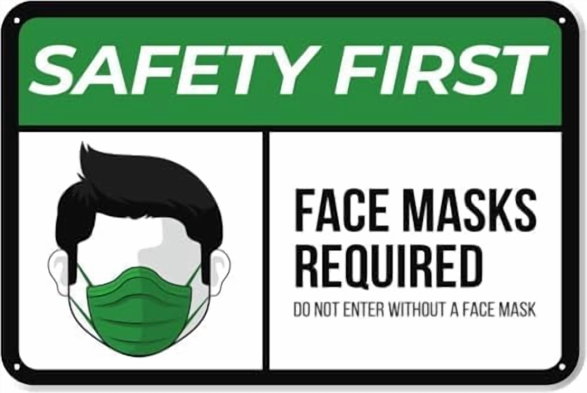 Warning Sign - Face Masks Required No Entry PVC, Sign for Workplace ...