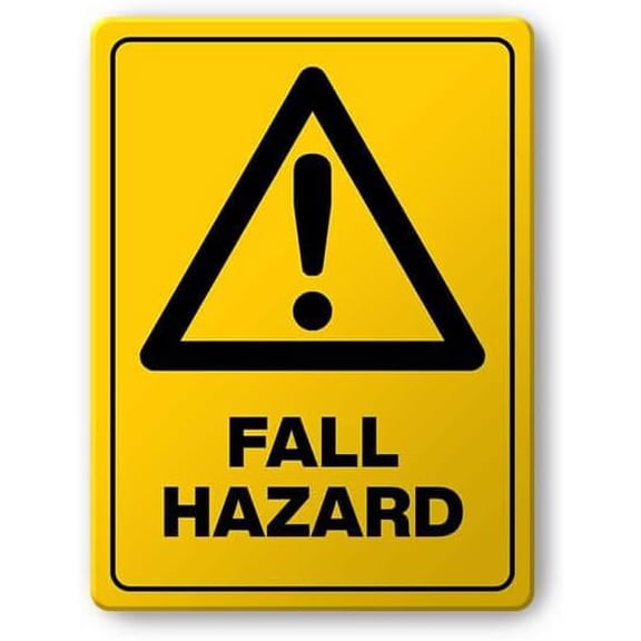 Warning Sign - Fall Hazard - 8"x12" Metal Sign - Tin Warning Plaque for Indoor & Outdoor Use