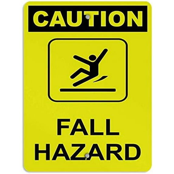 Warning Sign Fall Hazard Hazard Fall Hazard Sign Business Sign 12X8 Inches Aluminum Metal Tin Sign