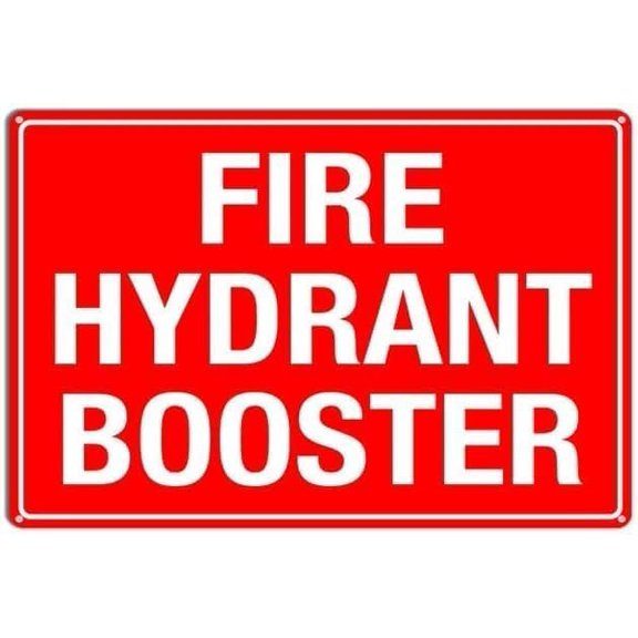 Warning Sign - Fire Hydrant Booster1 Green, Caution Aluminum Warning & Tin Sign, Durable Weatherproof, for Fire Hydrant Systems, Commercial Areas, 12X8 Inch