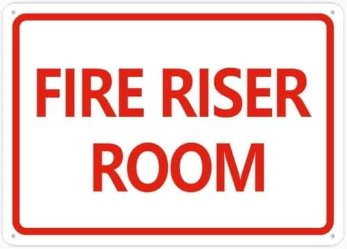 Warning Sign - Fire Riser Room, Metal Aluminum Rust Free Sign, 4 Pre ...