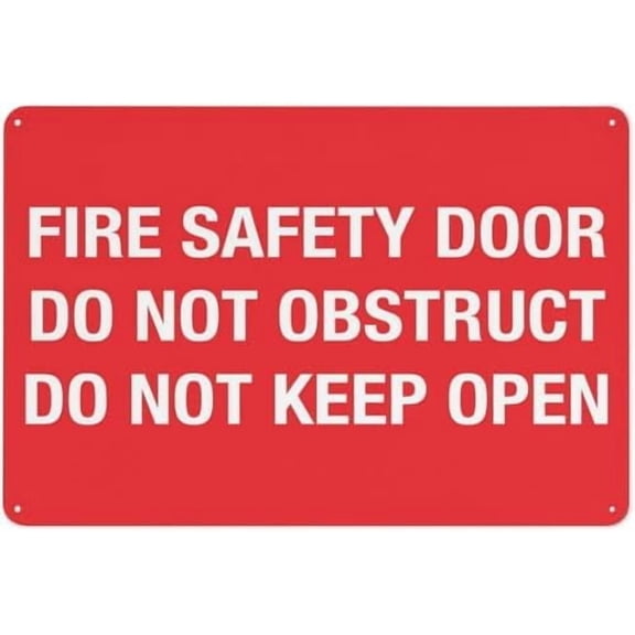 Warning Sign: Fire Security Door Do Not Obstruct Do Not Keep Open, Warning Outdoor Sign, Suitable for Emergency Doors 12x8 Inch