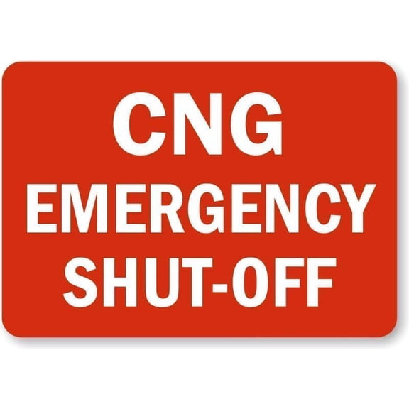 Warning Sign - Fire and Emergency Cng Emergency Shut Off, Metal Sign, Warning for Wall Or Fence, Durable Weatherproof, for Gas Stations, 12X8 Inch