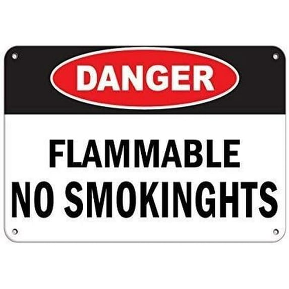 Warning Sign Flammable No Smoking Style 1 Hazard Sign Flammable Sign Business Sign 12X8 Inches Metal Tin Sign