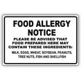 thumbnail image 1 of Warning Sign Food Allergy Notice Warning May Contain Milk, Eggs, Wheat, Soybean, Peanuts, Fish Restaurant Cooking Road Sign Business Sign 8X12 Inches Aluminum Metal Tin Sign Z0026, 1 of 5
