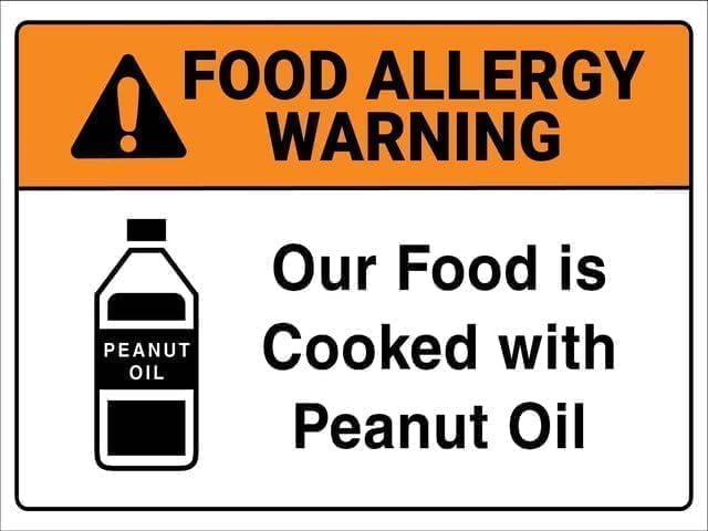 Warning Sign - Food Allergy Warning Peanut Oil, Rust Free Aluminum ...