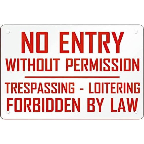 Warning Sign Funny Retro Metal Tin Sign No Entry Without Permission ...