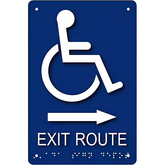 Warning Sign Funny Retro Wheelchair Accessible Exit Route Metal Sign - 8"x12", Rustic Art Wall Decor for Indoor/Outdoor, Accessible Zones