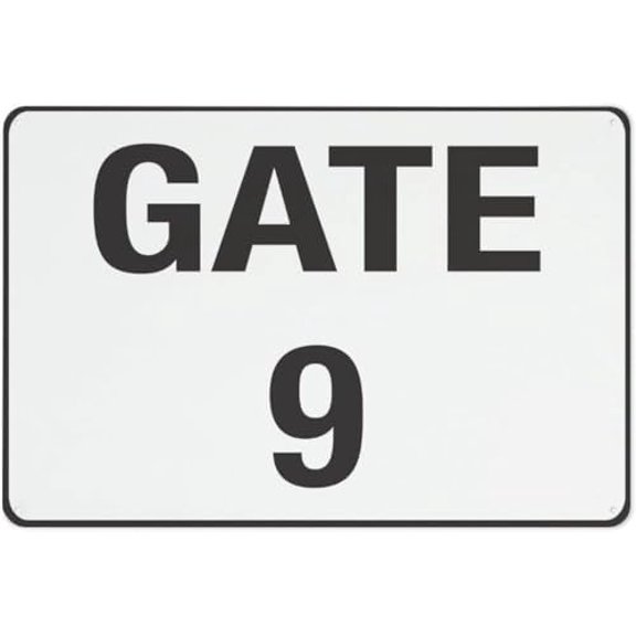 Warning Sign - Gate 9, Aluminum Metal Warning Signage with Symbol, Indoor Outdoor Use, Durable Weatherproof, for Commercial Premises, 12X8 Inch