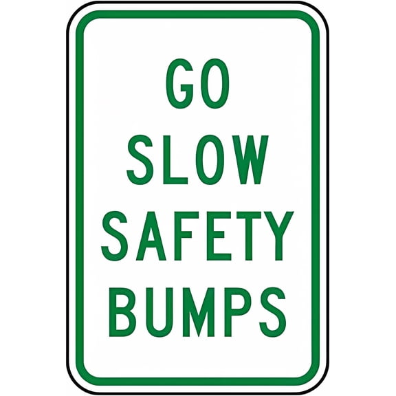Warning Sign - Go Slow Security Bumps - 8"x12" Aluminum Rust-Proof Sign, Speed Bump Decor for Homes Coffee Bars Roads