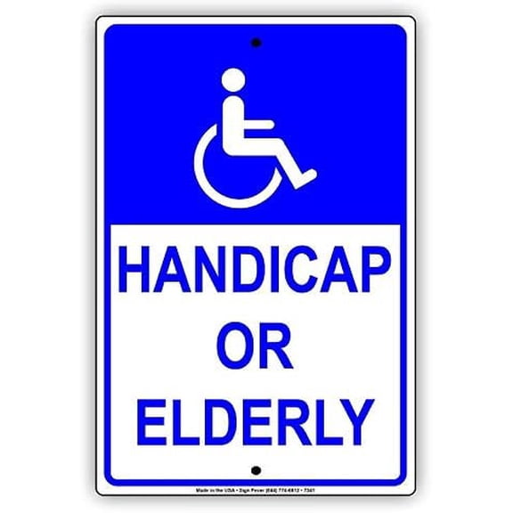 Warning Sign Handicapped Disabled Or Elderly Parking Spot Notice Road Sign Business Sign 8X12 Inches Aluminum Metal Tin Sign Q0131