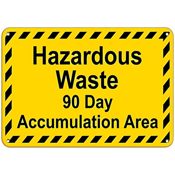 Warning Sign Hazardous Waste Accumulation Area - 12×8 Inches, Aluminum Metal Tin, Business Waste Management Decor