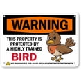 thumbnail image 1 of Warning Sign Humor Funny Property Protected by Trained Bird - 12×8 Inches, Aluminum, Yards Cafes Rooms Decor, 1 of 6