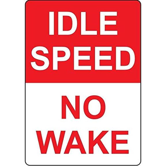 Warning Sign Idle Speed No Wake Sign Business Sign 12X8 Inches Aluminum Metal Tin Sign