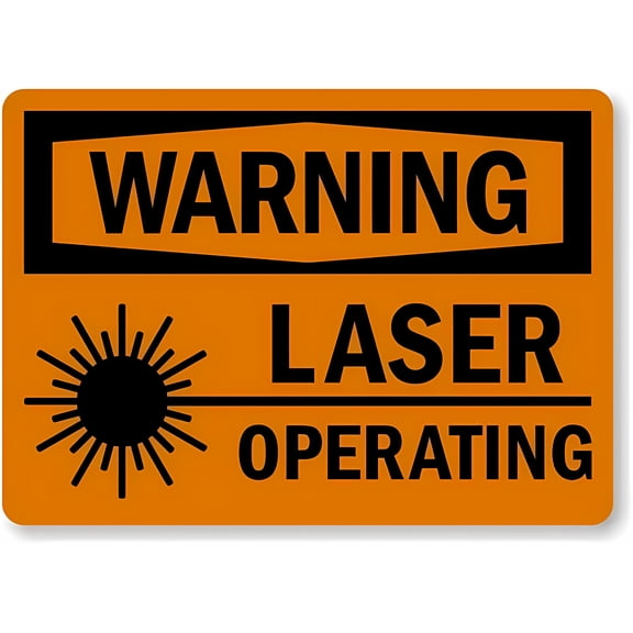 Warning Sign Laser Safety Alert [with Graphic] - 8"x12" Metal Sign for Laser Workshops, Research Labs, Manufacturing Zones