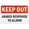 thumbnail image 1 of Warning Sign Legend Keep Out-Armed Response to Alarm, Black/Red on White Sign Business Sign 12X8 Inches Metal Tin Sign, 1 of 4