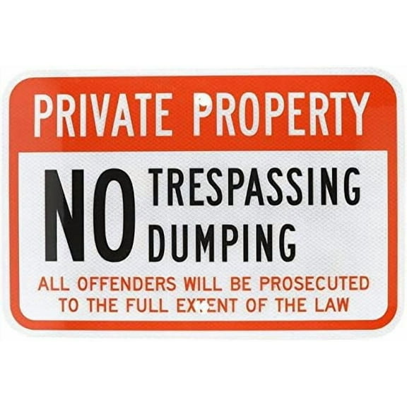 Warning Sign Legend Private Property No Trespassing No Dumping, Black/Red on White Sign Business Sign 12X8 Inches Metal Tin Sign