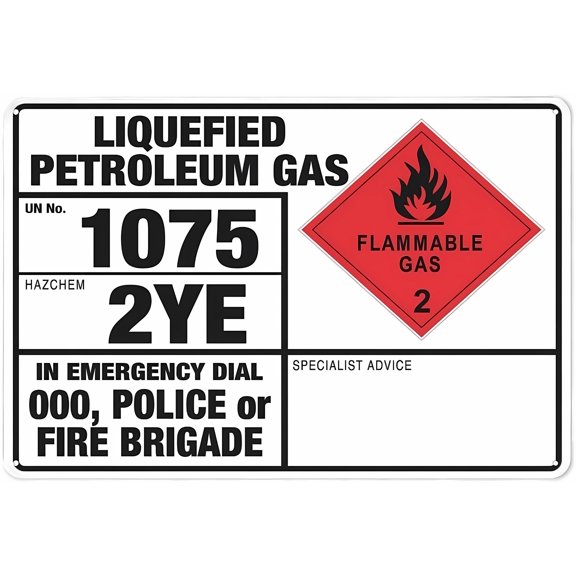 Warning Sign - Liquefied Petroleum Gas 1075 2Ye, 8"x12" Aluminum Rust-Proof Sign, Gas Safety Sign, Professional Graphics, Easy to Mount, for Indoor Outdoor Use, Hazard Alert