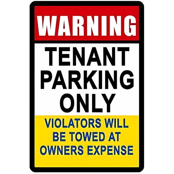 Warning Sign Metal Sign Warning Tenant Parking Only Apt Rent Gate - 8"x12" Poster, Resident Parking Decor for Home Apartment Complex