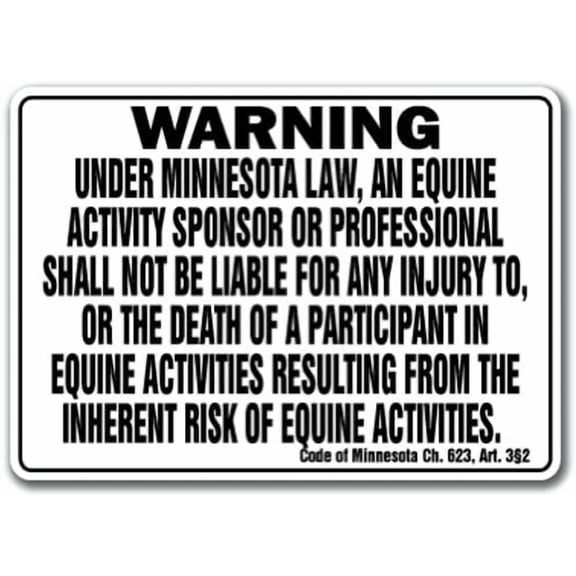 Warning Sign Minnesota Equine Warning Statute Horse Farm Sign Business Sign 12X8 Inches Aluminum Metal Tin Sign