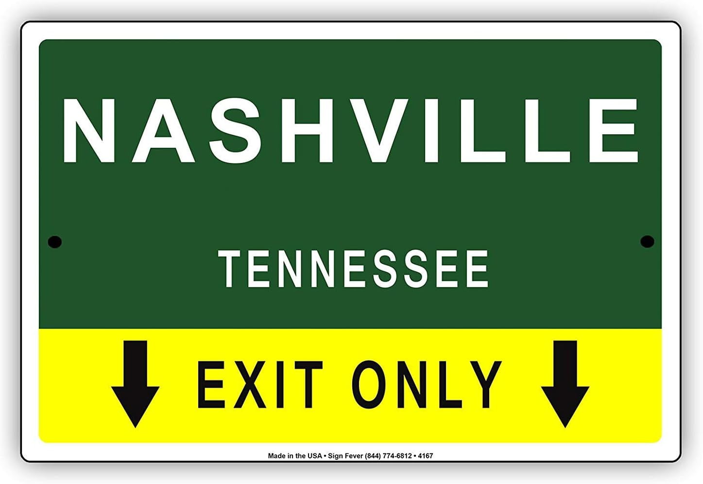 Warning Sign Nashville Tennessee Exit Only With Pointer Arrow Direction