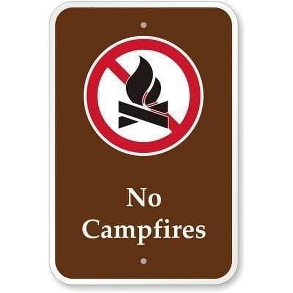 Warning Sign No Campfires Sign Business Sign 12X8 Inches Aluminum Metal Tin Sign