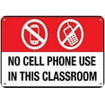 thumbnail image 1 of Warning Sign No Cell Phone use in The Classroom No Cell Phones Sign Business Sign 12X8 Inches Metal Tin Sign, 1 of 4